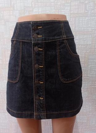 Джинсовая юбка с пуговицами мини4 фото