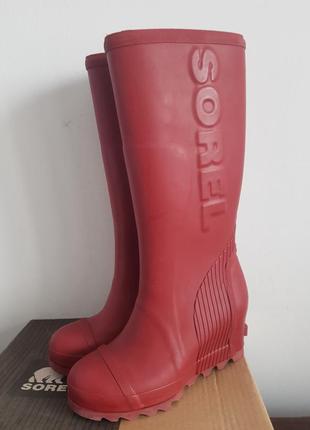 Pезиновые сапоги sorel rain boot на каблуке2 фото