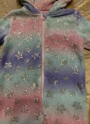 Тепла махрова велюрова піжама домашній костюм сліп единорожка pepco на 3-4 роки4 фото