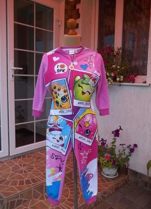( 6 -7 лет )  детская пижама кигуруми для девочки комбинезон флисовый б / у