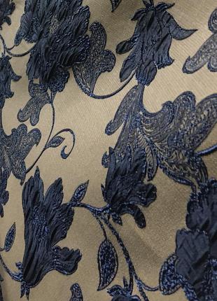 Портьерная ткань для штор жаккард синего цвета с цветочным рисунком5 фото