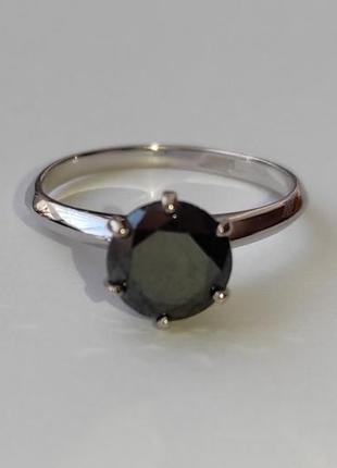 Женское золотое кольцо с черным бриллиантом 1,65 карат 17 мм. белое золото. новое (код: 14881)3 фото