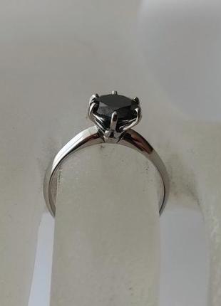 Женское золотое кольцо с черным бриллиантом 1,65 карат 17 мм. белое золото. новое (код: 14881)4 фото