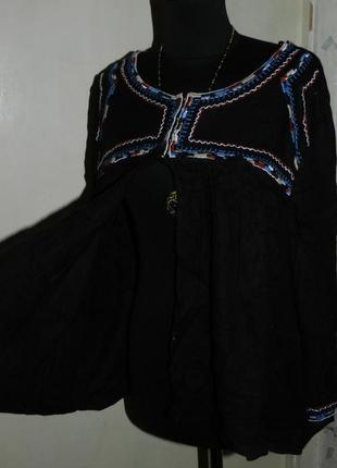 Натуральная-хлопок,блузка-вышиванка-распашонка,накидка с вышивкой,бохо,большого размера3 фото