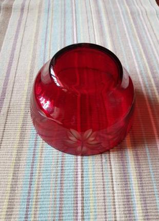 Салатниця конфетниця червоне скло6 фото