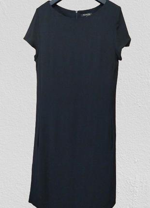 Платье,  офисное, черное, прямое, massimo dutti, вискоза