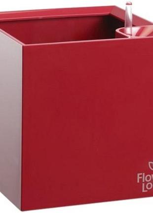 Вазон с системой автополива cubico flower lover 27x27x27 красный глянцевый