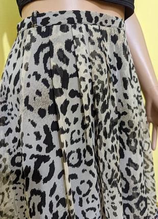 Шикарная асимметричная шифоновая леопардовая юбка анималистичный принт шифонова спідниця леопард миди міді atmosphere5 фото