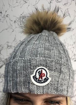 Шапка moncler winter hat knitted pompon gray — цена 440 грн в каталоге Шапки  ✓ Купить женские вещи по доступной цене на Шафе | Украина #88183898