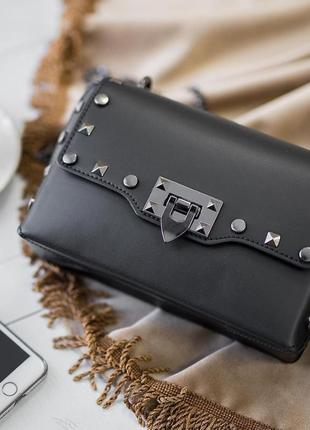 Маленька шкіряна сумочка через плече італія крос боді на ланцюжку натуральна шкіра клатч ts000012