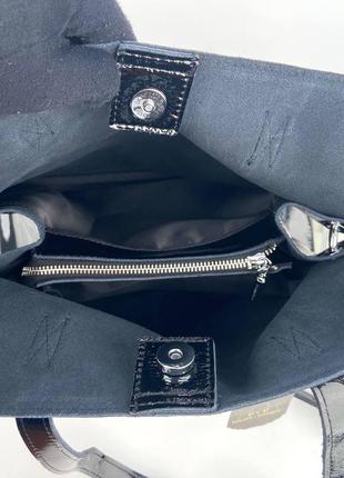 Женская кожаная лаковая сумка шоппер на и через плечо на три отделения polina & eiterou8 фото