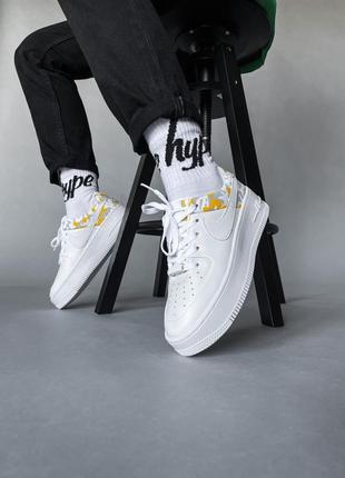 Nike air force shadow white/yellow женские кроссовки найк аир форс