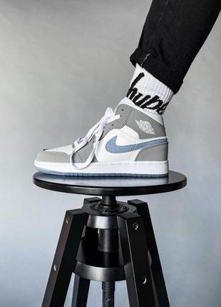 Nike air jordan 1 grey/white женские кроссовки найк аир джордан4 фото