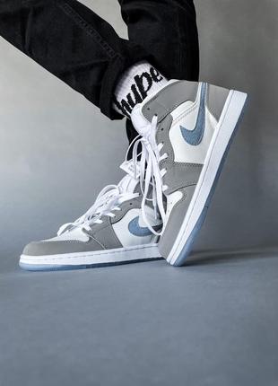 Nike air jordan 1 grey/white женские кроссовки найк аир джордан6 фото