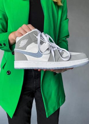 Nike air jordan 1 grey/white женские кроссовки найк аир джордан7 фото