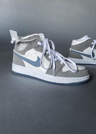 Nike air jordan 1 grey/white женские кроссовки найк аир джордан9 фото