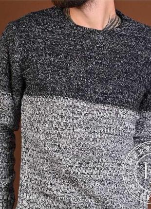 Теплый мужской свитер меланж / серый8 фото