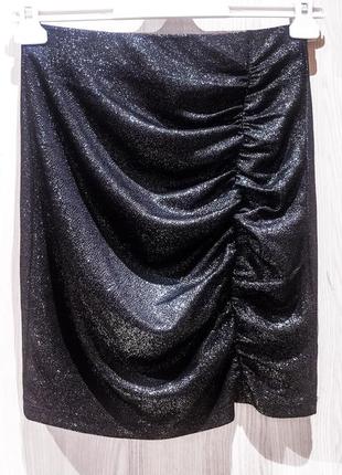 Мини юбка amisu серебристая брендовая размер s1 фото