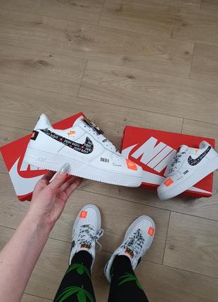 Кросівки жіночі і чоловічі білі nike air force 1 just do it. взуття унісекс весна найк аір форс 1