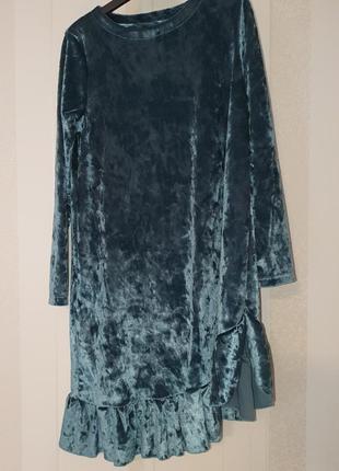 Нарядное платье мраморный велюр 134-140