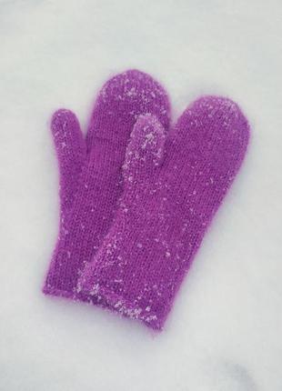 Теплий в'язаний набір з мохеру. шапка і рукавиці