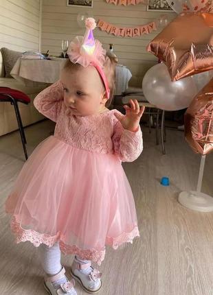 Сукня ошатна з бантом фатин з мереживом пишне