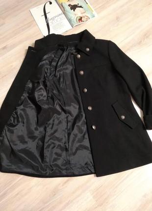 Натуральная шерсть стильное чёрное пальто