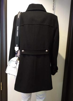 Натуральная шерсть стильное чёрное пальто7 фото