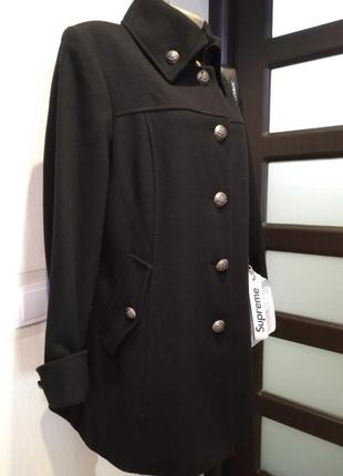 Натуральная шерсть стильное чёрное пальто3 фото
