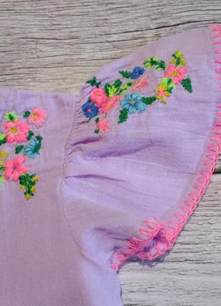 Пишне красиве літнє бузкове плаття next з вишивкою квіти на дівчинку 6-9месяцев3 фото