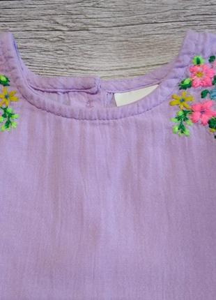 Пышное красивое летнее сиреневое платье next с вышивкой цветы на девочку 6-9месяцев2 фото