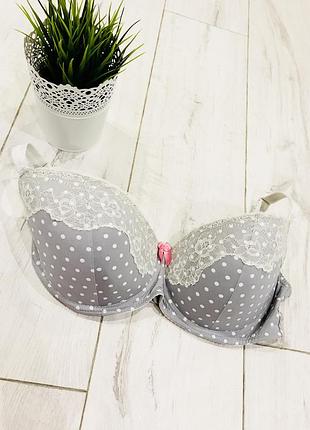 Бюстгалтер сірий в горох 100e/85e