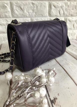 Женская кожаная сумка италия 🇮🇹 стёганая фиолетовая клатч жіночі шкіряні сумки6 фото