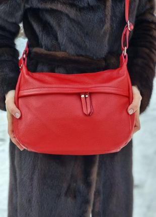 Шкіряна червона сумка donata, італія, кольори в асортименті3 фото