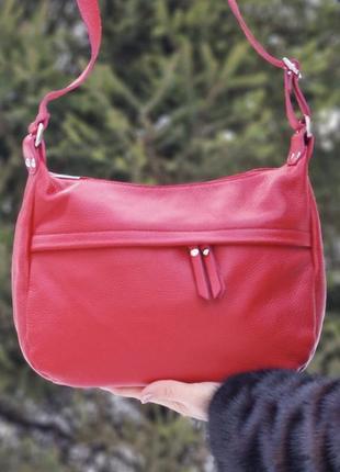 Шкіряна червона сумка donata, італія, кольори в асортименті2 фото