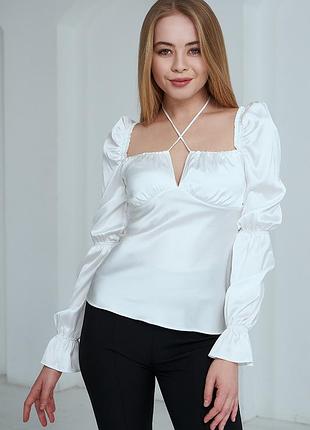 Шовкова блуза, молочний