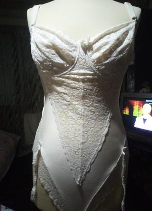 Боди белый кружевной р 46-48 винтаж