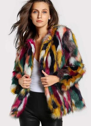 Распродажа!   трендовое меховое пальто куртка шуба шубка, разноцветный мех next