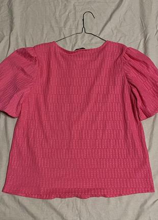 Розовая рубашка с объёмным рукавами f&f3 фото