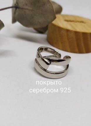 Посеребрянное кольцо минимализм колечко геометрия покрытие серебро 925 персиень кільце посріблене2 фото