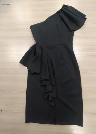 Чёрное вечернее платье с рюшами2 фото