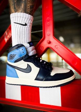 Кроссовки nike air jordan1 retro high og university blue7 фото