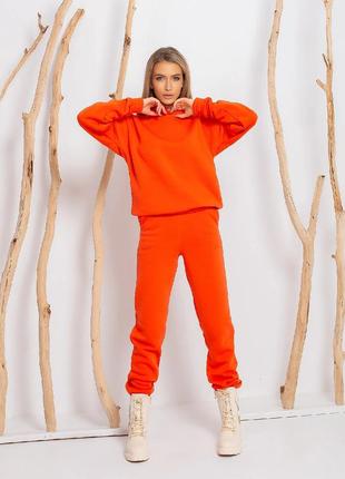 Базовый тёплый костюм в ярких трендовых расцветках ткань: трехнитка на флисе цвет: малина, оранжевый,  горчица3 фото