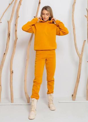 Базовый тёплый костюм в ярких трендовых расцветках ткань: трехнитка на флисе цвет: малина, оранжевый,  горчица4 фото