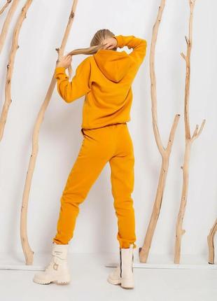 Базовый тёплый костюм в ярких трендовых расцветках ткань: трехнитка на флисе цвет: малина, оранжевый,  горчица5 фото