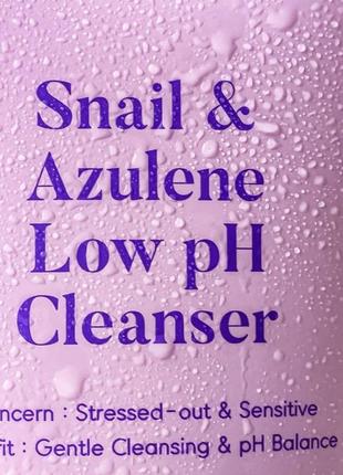 Заспокійливий гель для вмивання з муцином tiam snail & azulene low ph cleanser, 200 мл2 фото