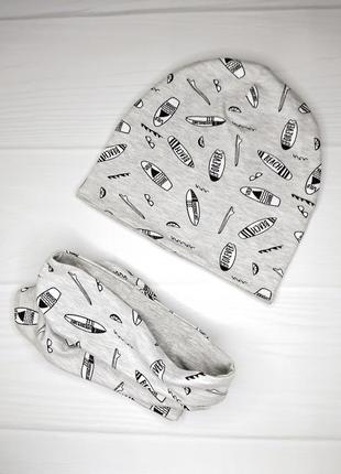 Комплект шапка снуд деми демі весняна трикотаж хлопок на хлопчика