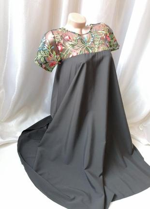 Платье разлетайка верх сетка с вышевкой размер 48-52, но в реале маломерят, ширина от шва до шва в р3 фото