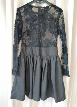 Платье  гипюр кружево сетка с цветами пышная юбка ...размер 66 плечи от шва до шва 35 см пог 43 см т2 фото