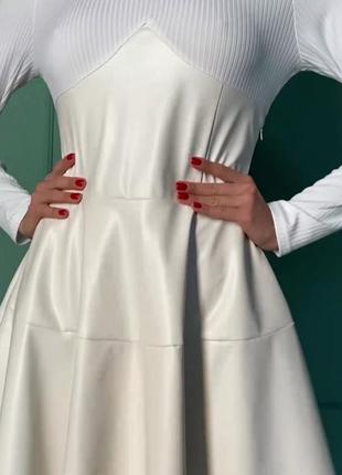 Шкіряна сукня з трикотажною вставкою4 фото